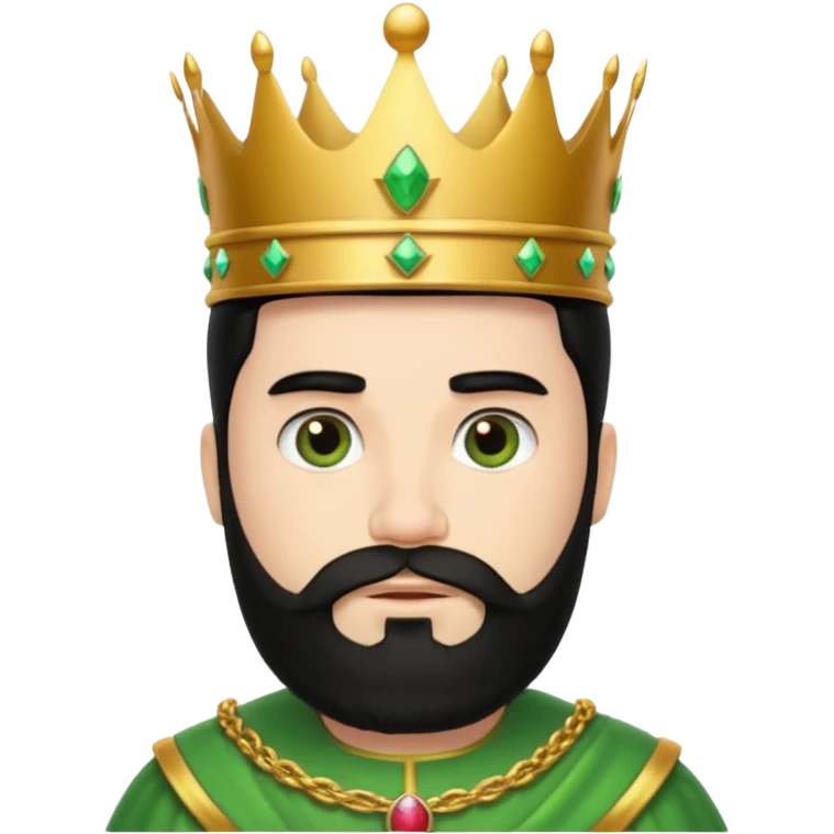 bearded king with crown and green outfit black hair emoji