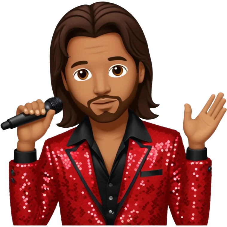 Kevin Thornton, R&B Singer (b. 1969) from Color Me Badd with long dark brown hair, red sequin outfit emoji