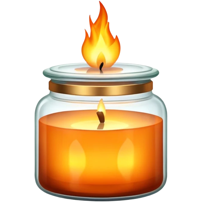aesthetic scented candle with flame in a decorative glass jar emoji