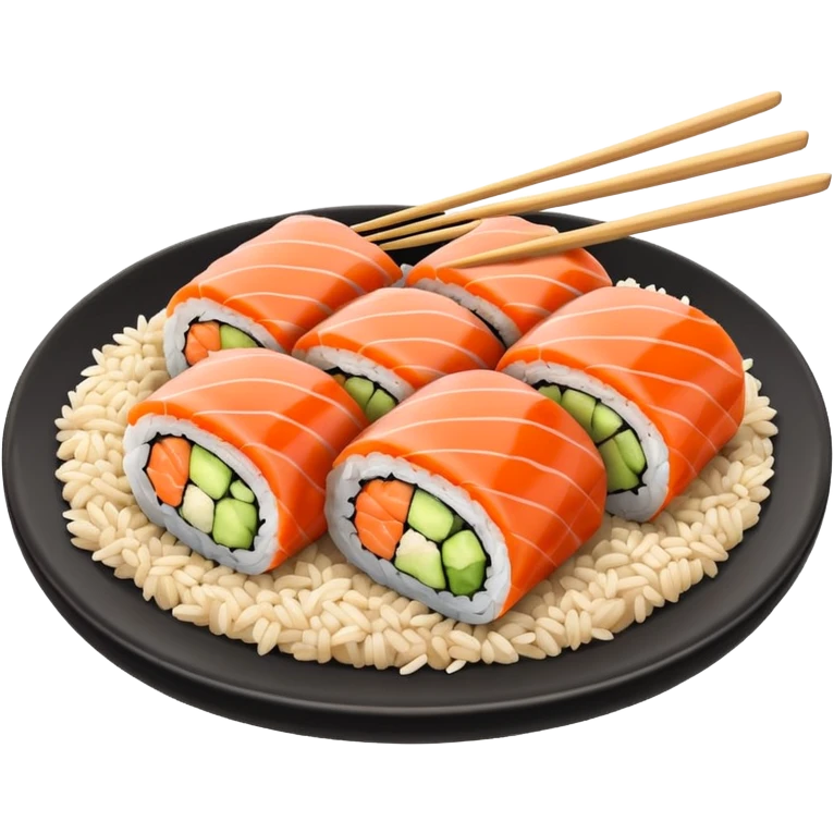 Sushi chicken rolls rice outside restaurant plate emoji