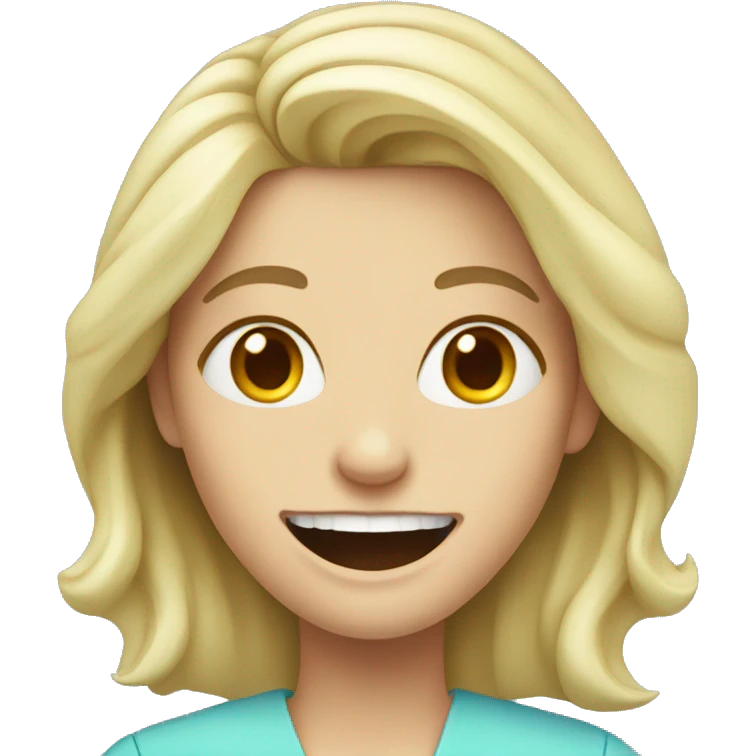 blonde woman dentist with braces emoji