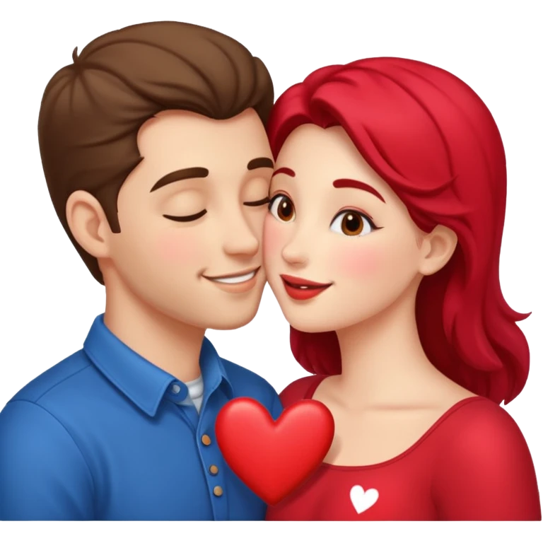a man and a woman kissing with hearts emoji