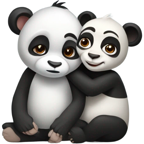 monkey and panda huggin emoji