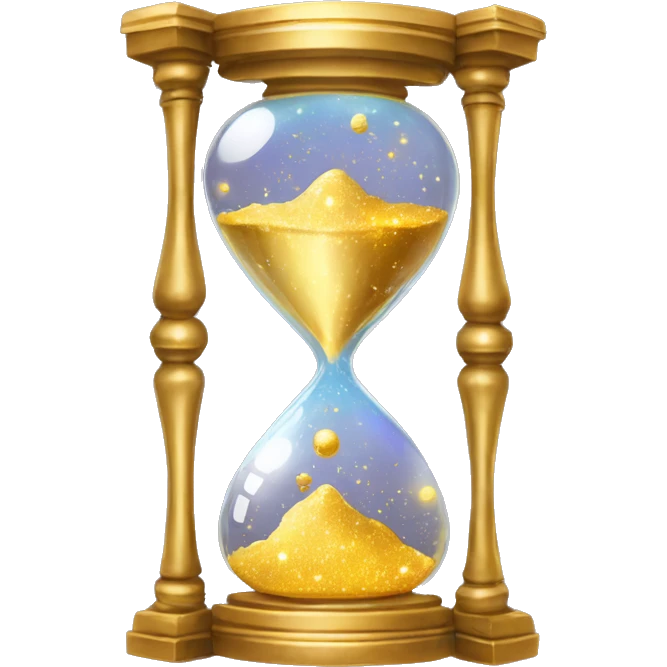 Gilded sparkling shimmering hourglass with nebula galaxy golden gold melting inside emoji