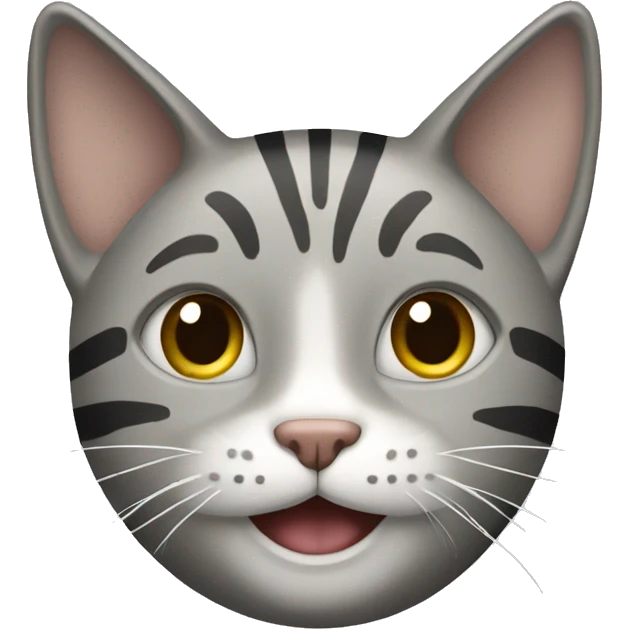 striped gray cat smiling emoji