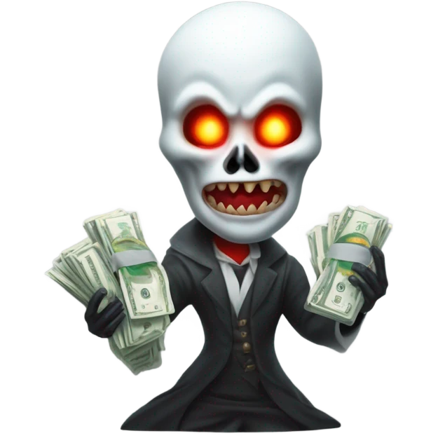 Ghost mixed with a red demon with money and a trophy emoji