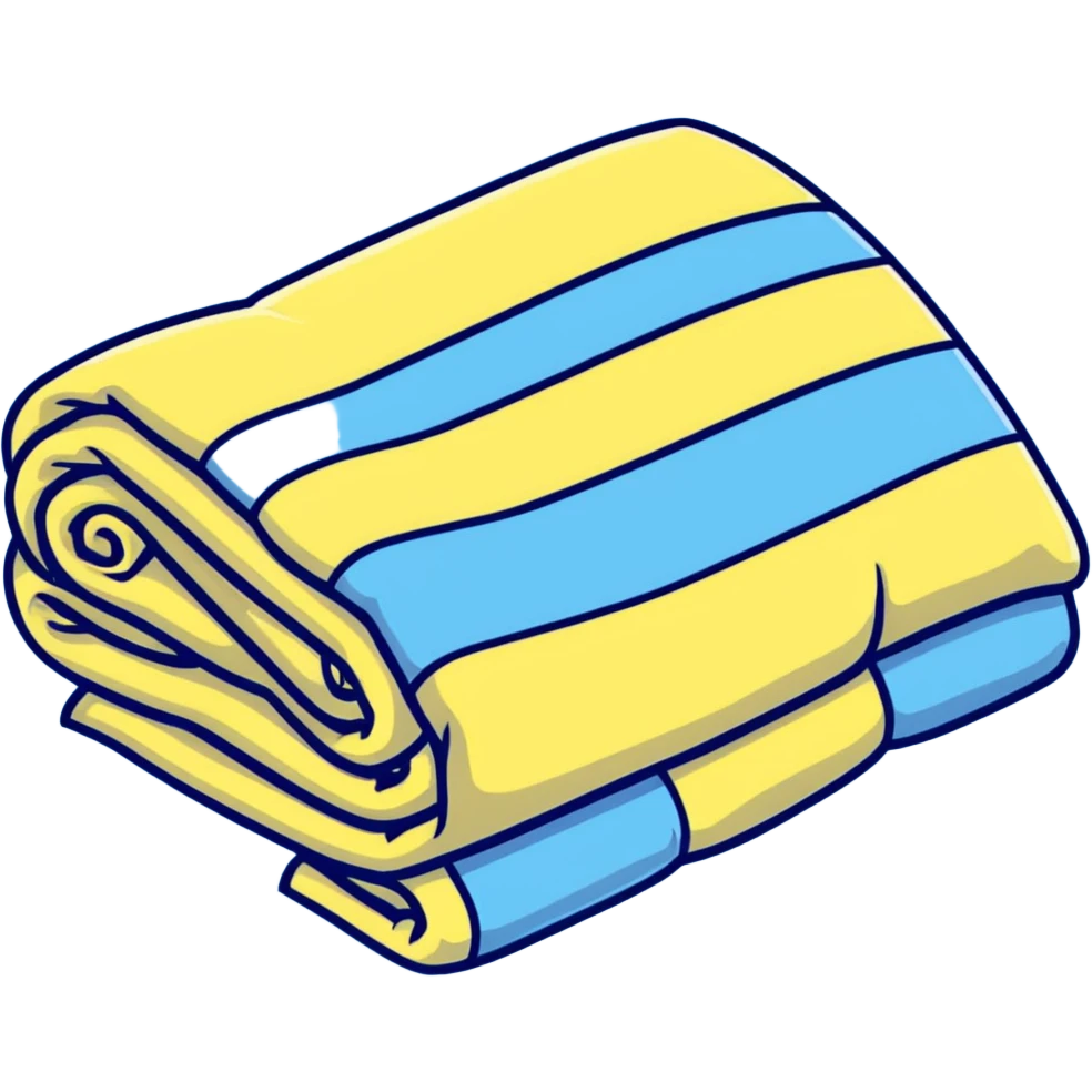 a yellow and ivory horizontal striped cozy towel, partially rolled emoji