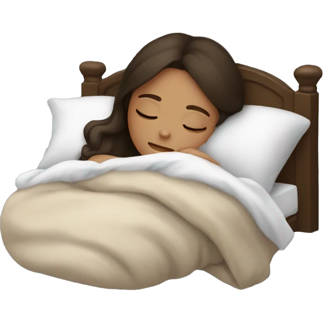 brunette girl sleeping cozy emoji