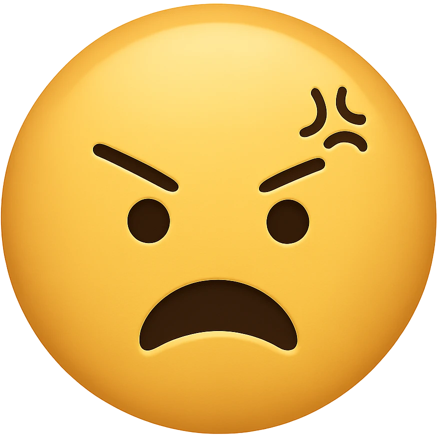 Make the emoji have basic, classic emoji eyes as simple black dots, keep the eye twitching in rage, preserve the yellow head and transparent background. The style should resemble classic yellow emoji style with simple black dot eyes and expressive rage twitching. emoji