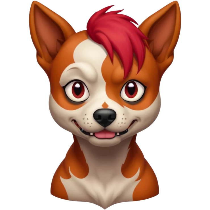tattoed scary looking dog with red hair emoji
