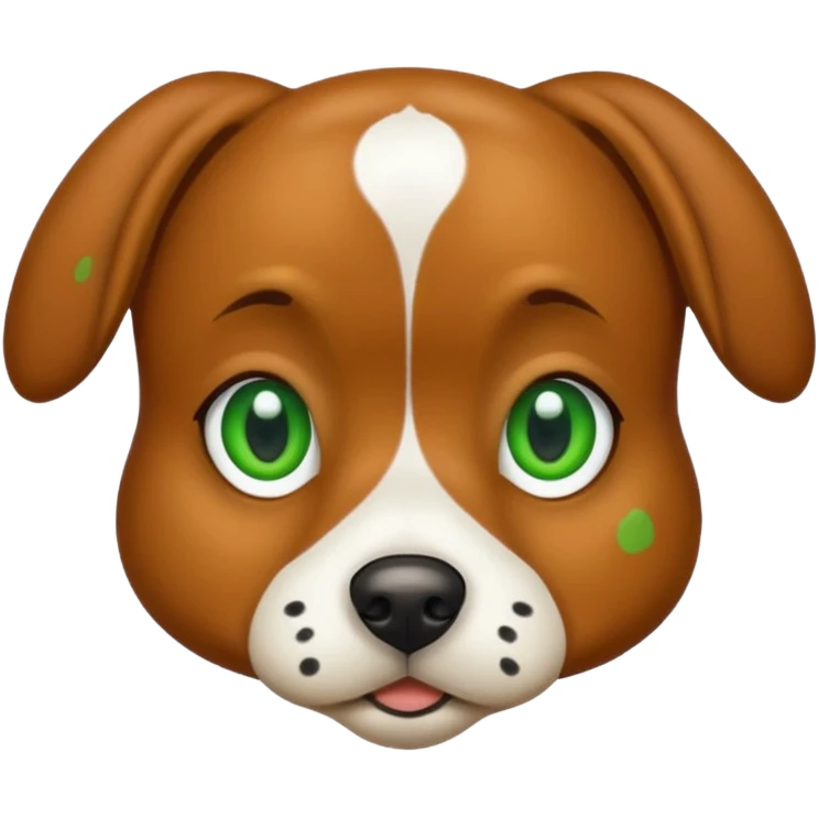 Brown dog with big green eyes and white spots on chest  emoji