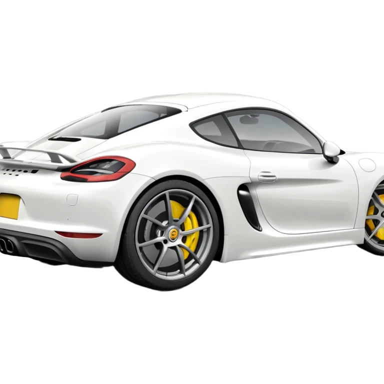 Matte White colored exterior 2024 Porsche 718 Cayman GTS 4.0 with yellow ceramic brake calipers and dark silver anthracite rims emoji