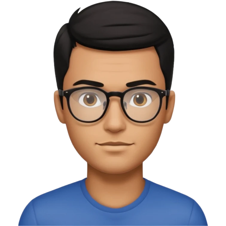 make a guy from portugal that has glasses and has a good jawline and a little masculine and black hair that spreads to the sides and make him gloss emoji