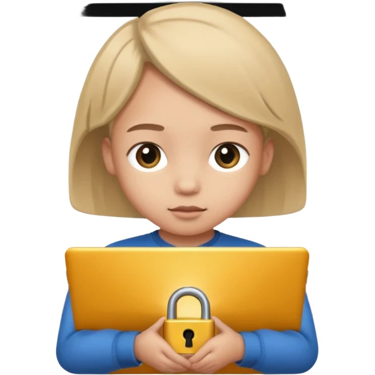 computer screen with a lock and a child figure emoji