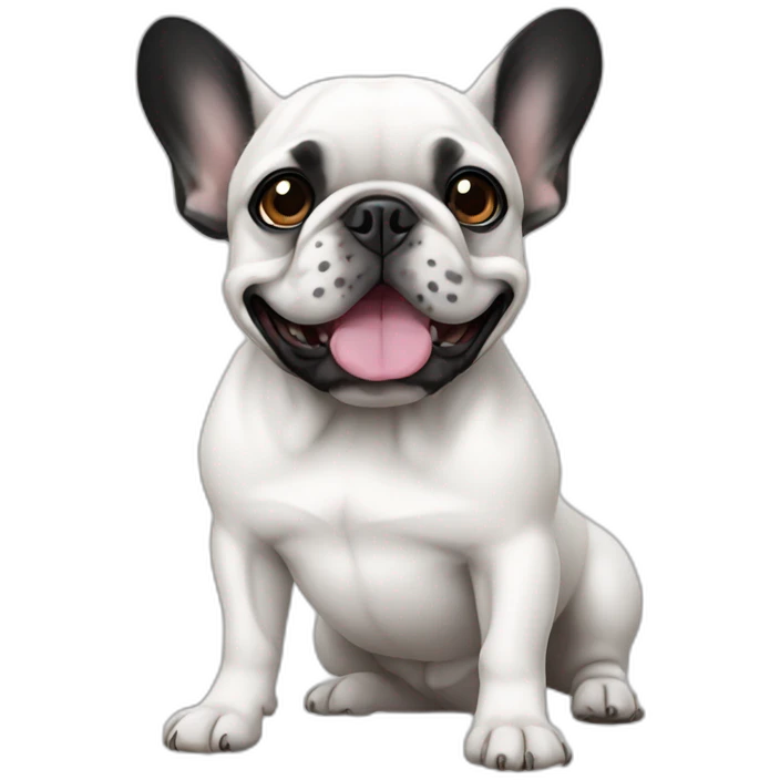 white french bulldog with a black ear emoji