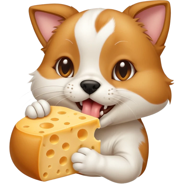 A dog licking chees off a cats foot emoji