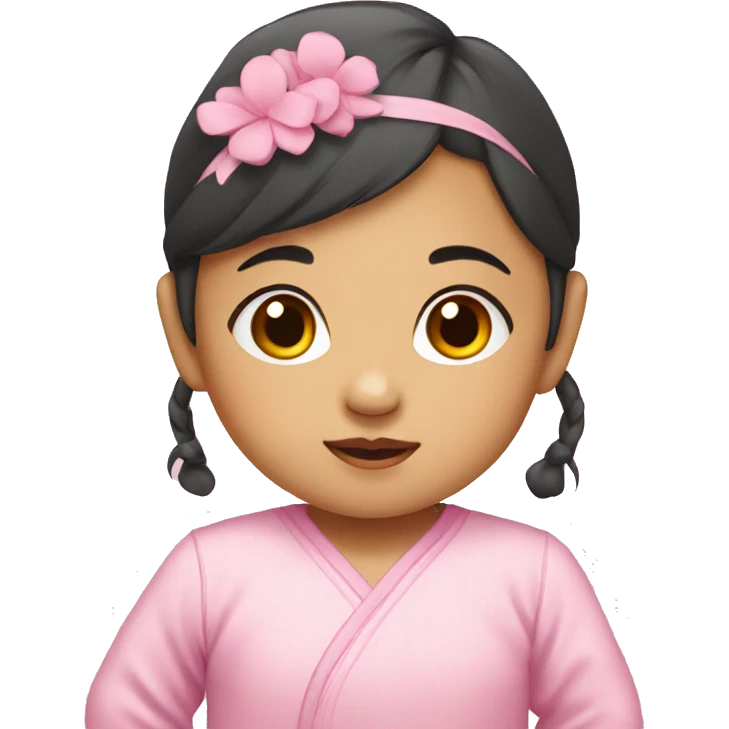 An  Asian  baby  girl  dressed  in  pink. emoji