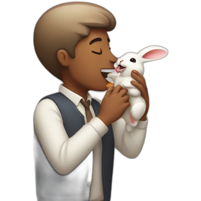 Man licking rabbit emoji