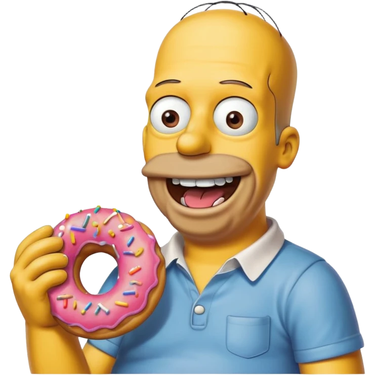 Homer Simpson with a big smile, about to eat a donut, colorful, no background emoji