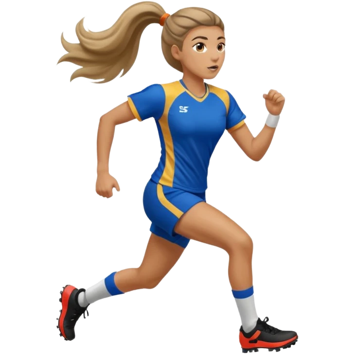 Long Haired Football Players, Female player with ponytail running emoji