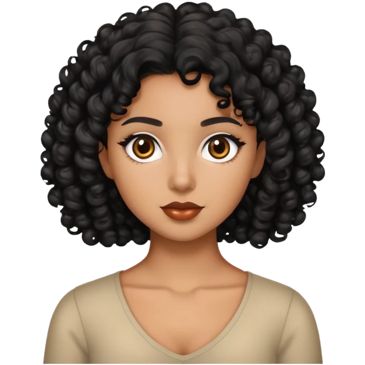 Morena, cabelo cacheado preto  emoji