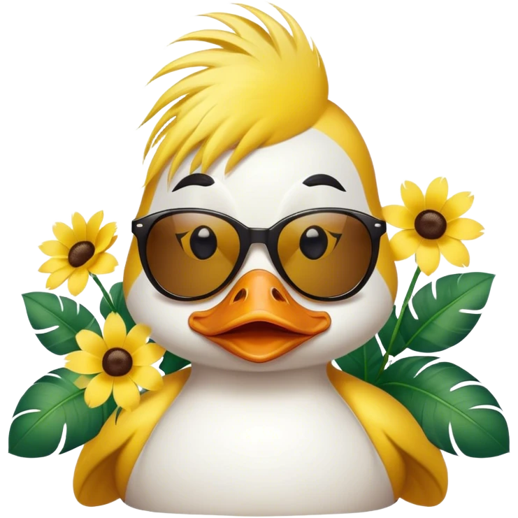 Duck with sunglasses and flowers emoji