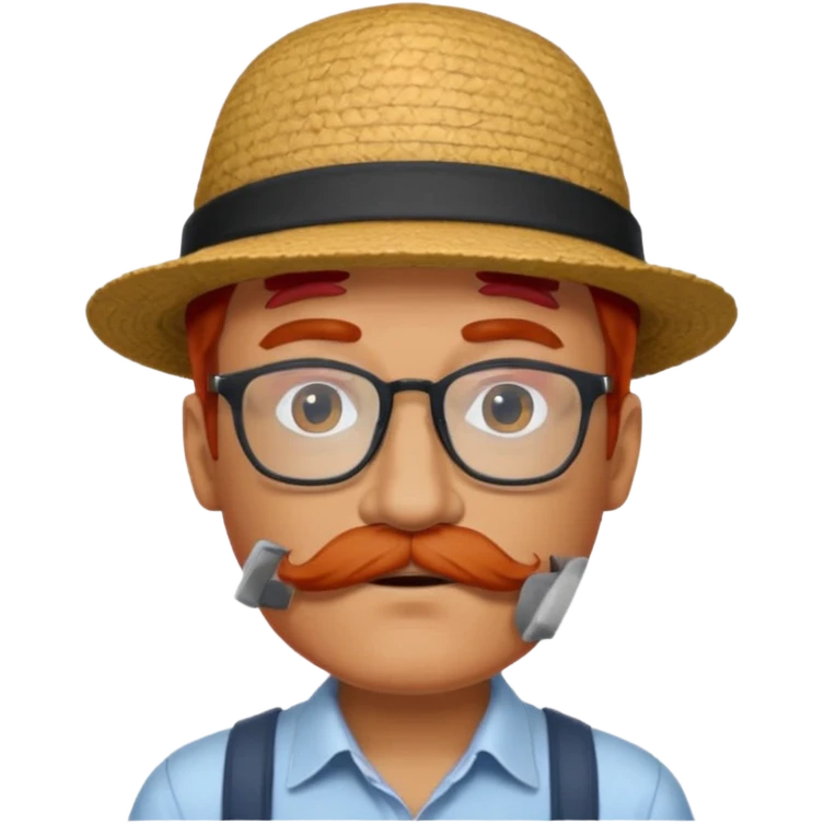 venice gondolier with red hair, iconic hat, normal glassess and mustache emoji