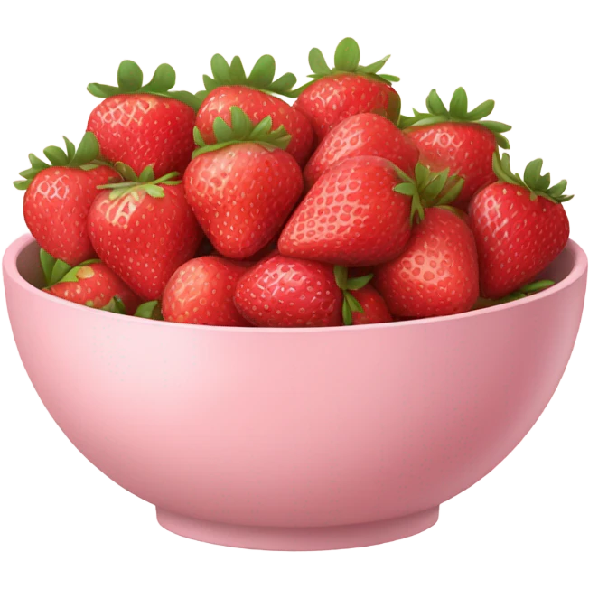 large fancy pastel pink bowl of strawberries emoji