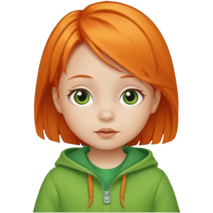 orange hair girl baby green outfit emoji