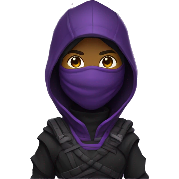  ninja con ropa futurista de color negra y morada emoji