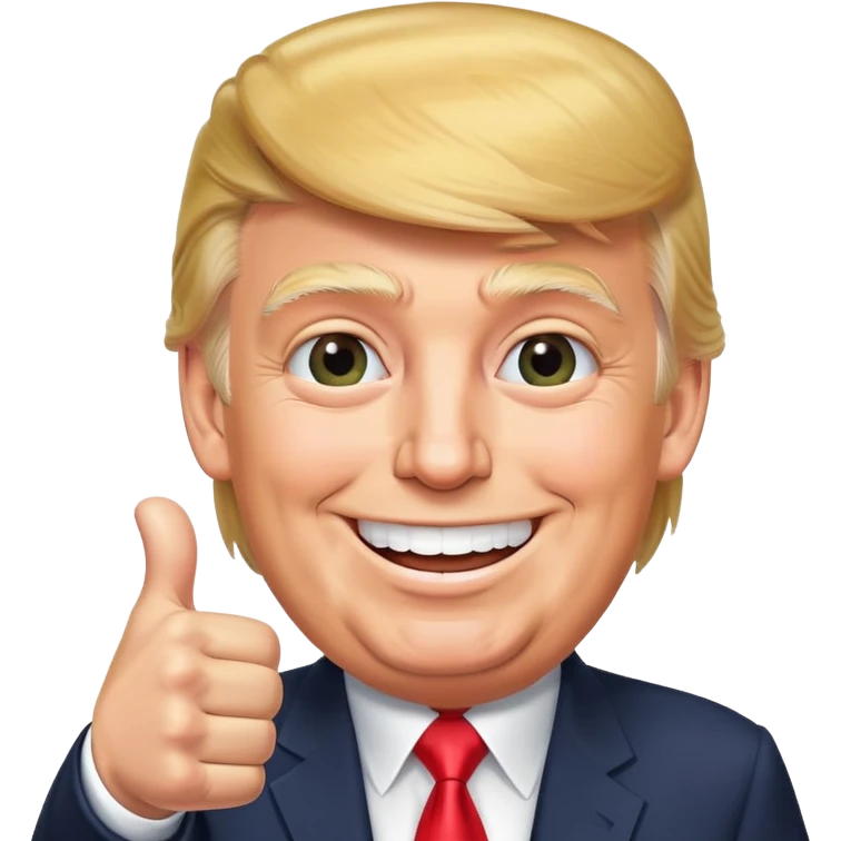 Donald Trump smiling with both thumbs up emoji