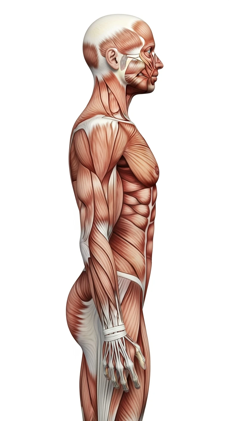 corpo umano anatomico di profilo realistico con schiena piatta e glutei piatti, sfondo bianco, iperrealistico 4k emoji