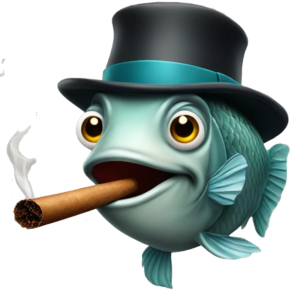 fish smoking cigar with hat emoji