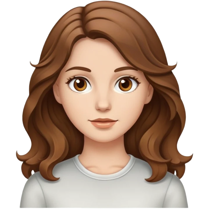 Chica blanca con cabello ondulado marrón y ojos café medio claro emoji