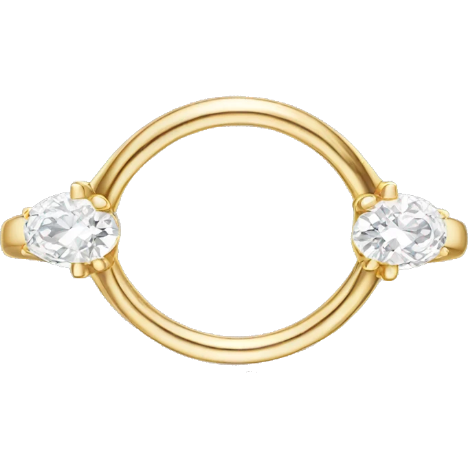 Oval diamond ring with gold and diamond band emoji