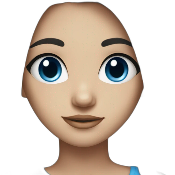 Girl with black hair and blue eyes and her hair is tied emoji