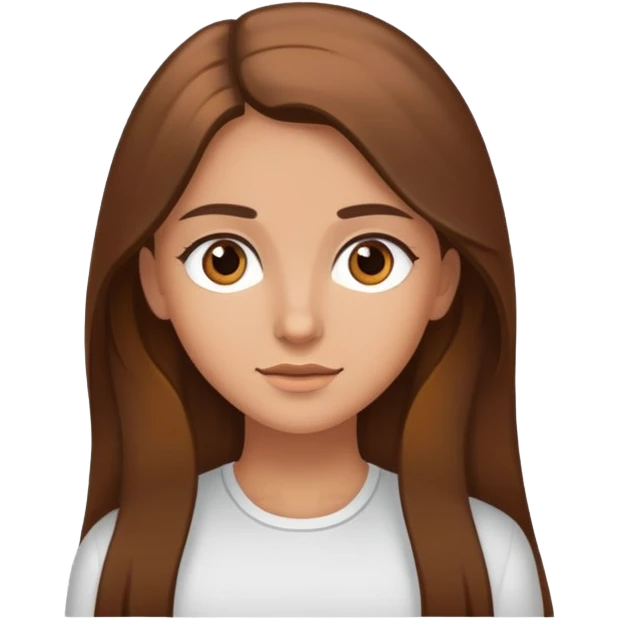 Tall slightly tan girl with long brown hair and brown eyes emoji