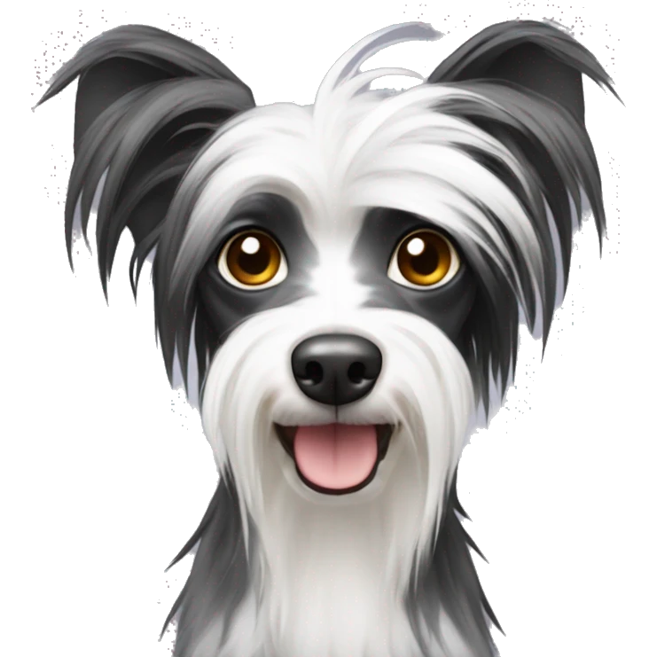 Black and white Chinese crested emoji