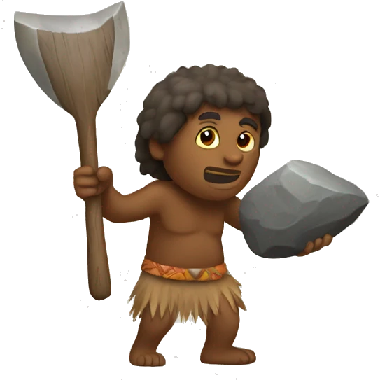 Aborigine with stone axe hunting emoji