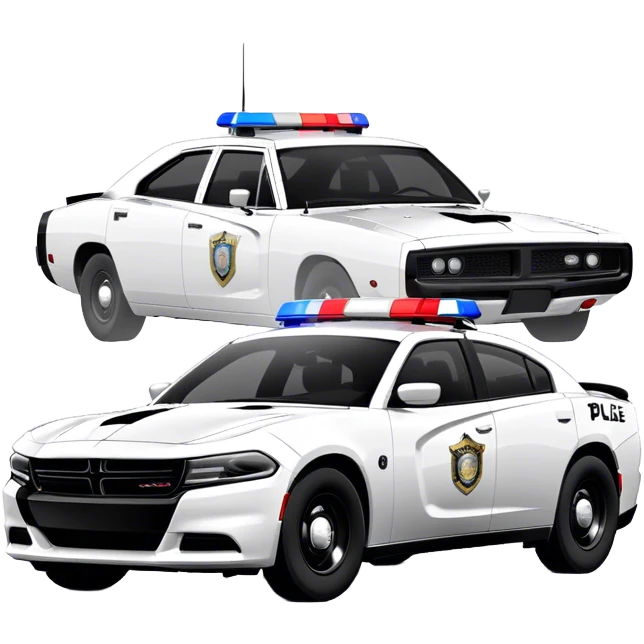 Police Car - Dodge Charger Pursuit (Model Year: 2022) (Iconic colour: Black and white) emoji
