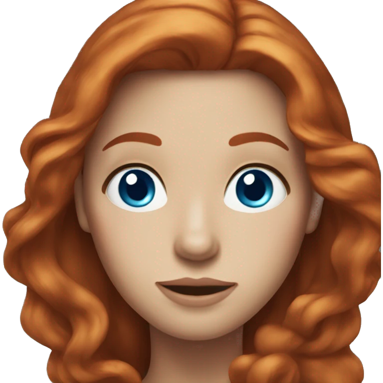 Redhead woman  with long hair blue eyes freckles emoji