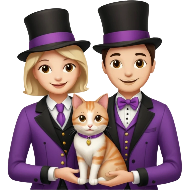 magician couple and their pet cat emoji