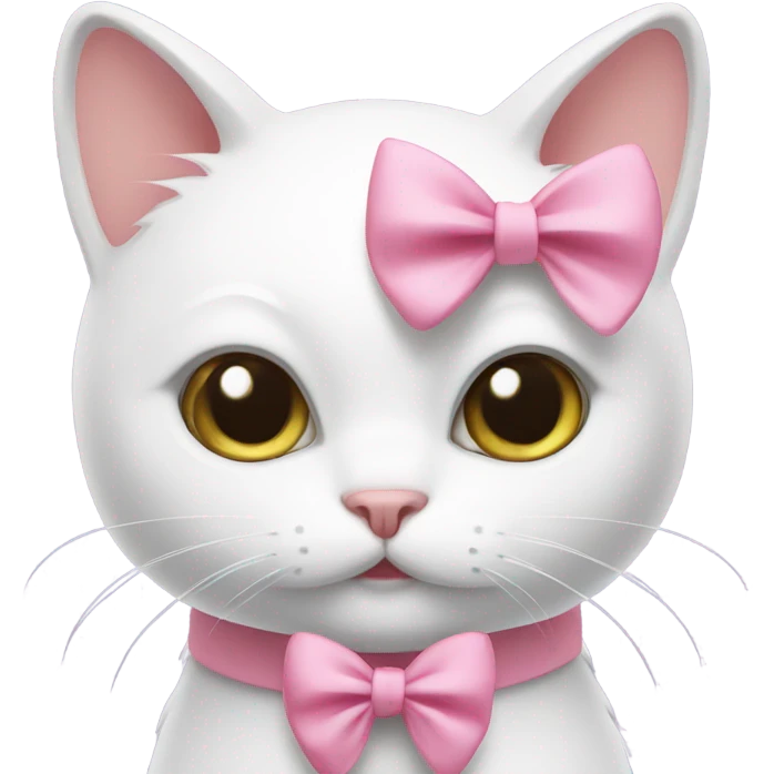 White cat with pink bow  emoji