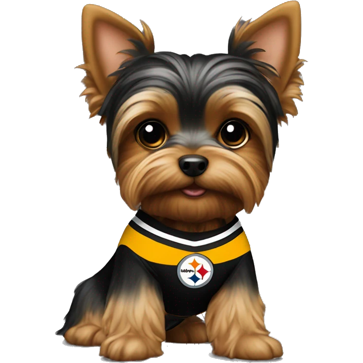 Yorkie with Steelers jersey emoji