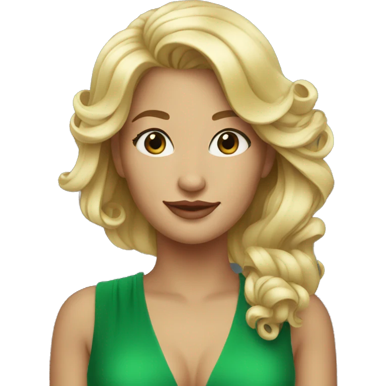blonde in green dress on red carpet emoji