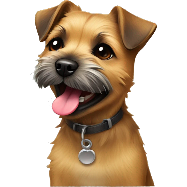 Border Terrier smiling with it's tongue out emoji