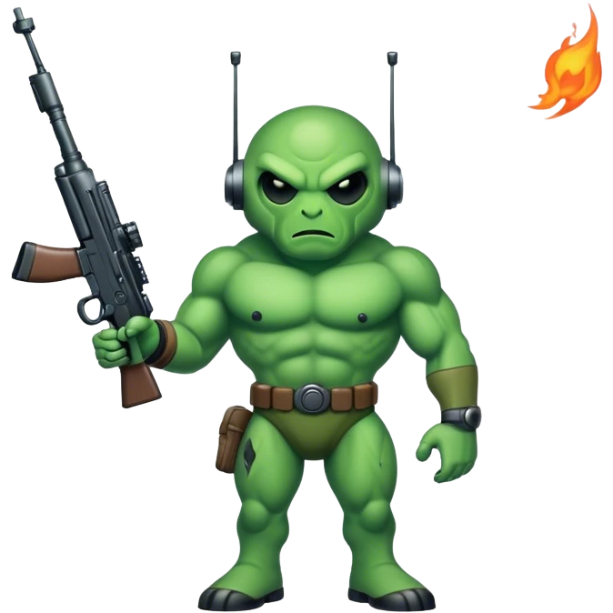 Big Buff Martian pointing rifle fullbody emoji