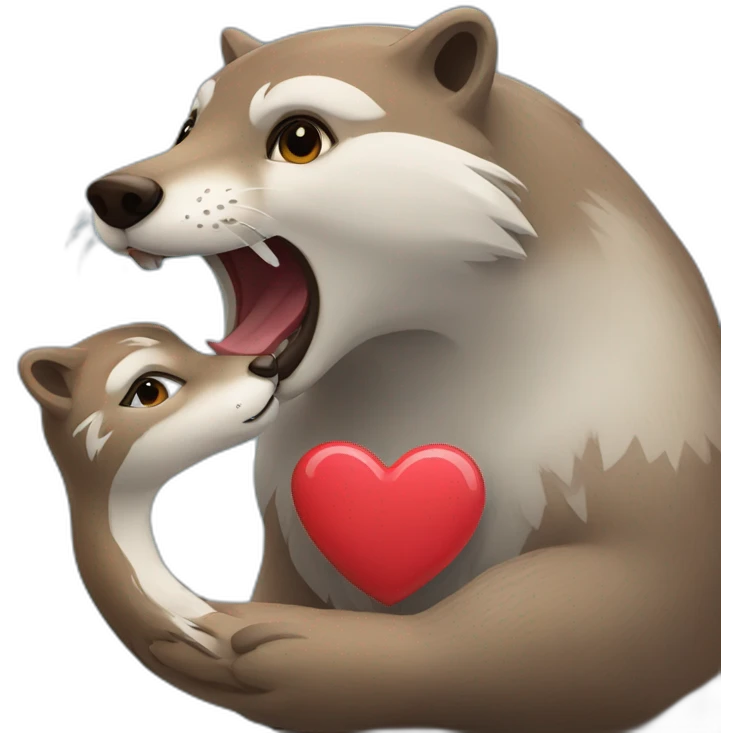 A loutre on a Wolf with hearts next to it emoji