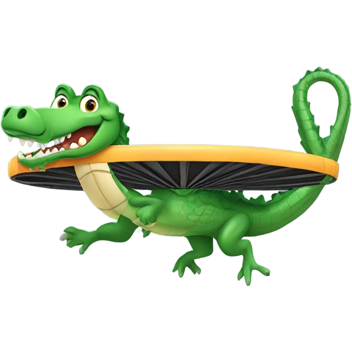 Crocodile jumping on trampoline emoji