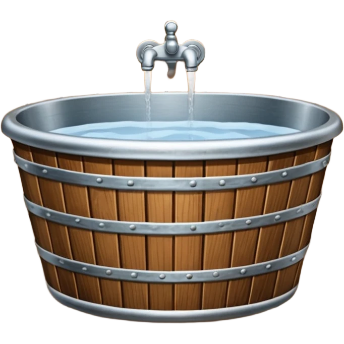 oaken tub ribbed with metal strips, for bathing emoji